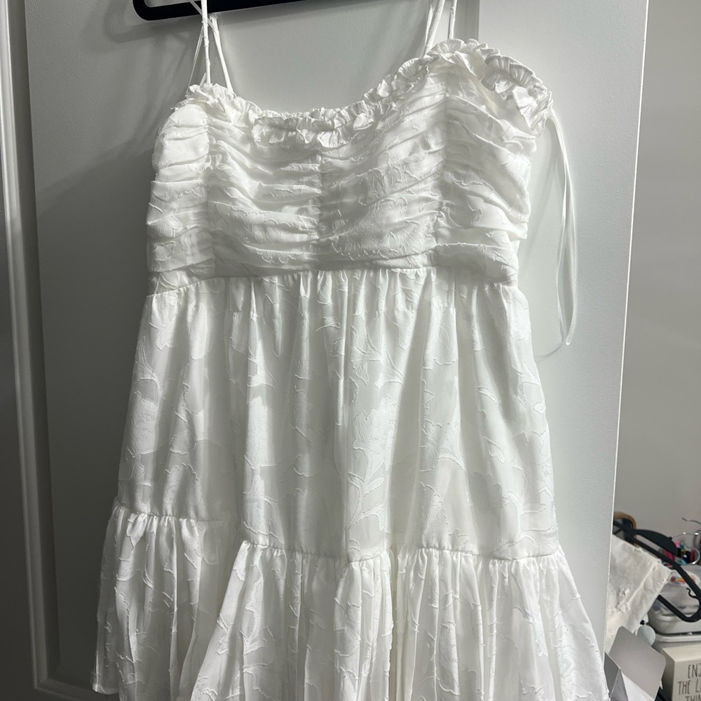 White Floral Textured Dress